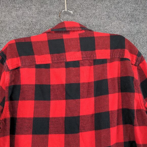 American Eagle Men's Button Up Shirt Red Checkered Large Long Sleeve Cotton - Picture 6 of 12